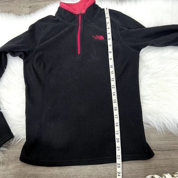 The North Face Womens Small Black Pink 1/4 Zip Fleece Pullover - Picture 7 of 8